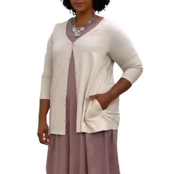 LOGO Principles by Lori Goldstein 3/4 Sleeve Cardigan - Picture 1 of 5